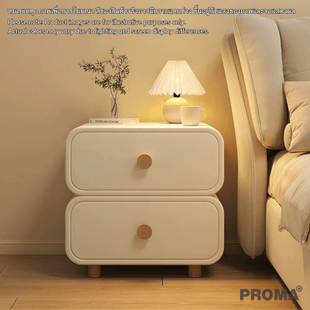 [PRE-ORDER] โต๊ะข้างเตียงสไตล์มินิมอล 2 ชั้น PROMA-TBD-01 วัสดุไม้สนอัดหลายชั้น ขนาด 40 ซม. ดำ/ขาว_2